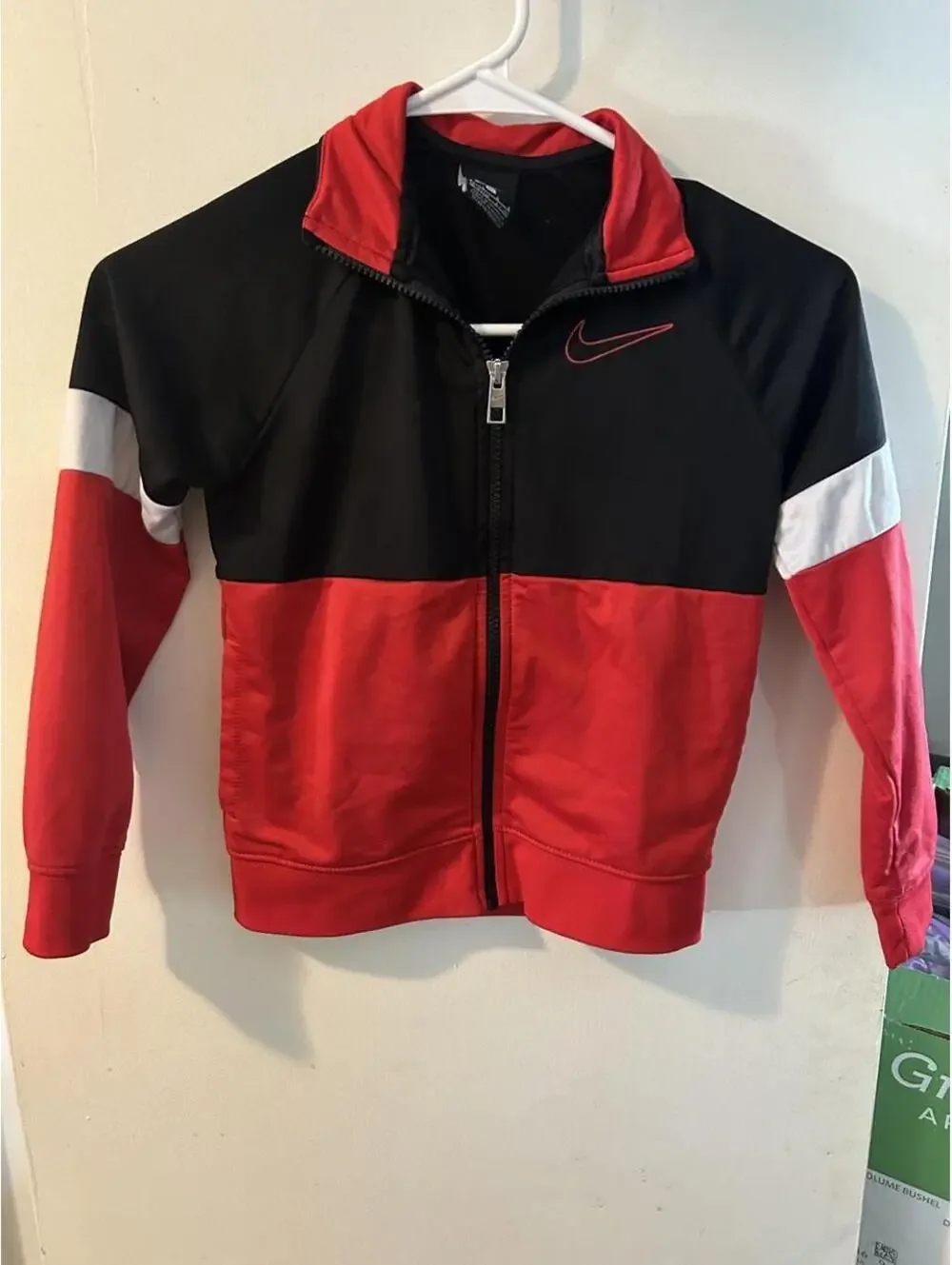 Nike red/black color-blocked zip-up jacket size 7Y